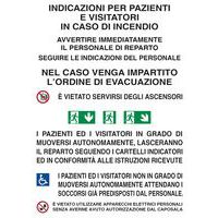 Cartello di indicazione - Indicazioni per pazienti in caso di incendio