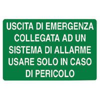 Cartello di emergenza - Uscita di emergenza collegata ad allarme