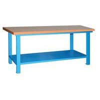 Banco monoblocco Classic Linea Blu senza cassetti - Larghezza 200 cm - Ripiano in legno