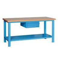 Banco monoblocco Classic Linea Blu 1 cassetto - Larghezza 200 cm - Piano in legno