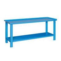 Banco monoblocco Classic Linea Blu senza cassetti - Larghezza 200 cm - Piano in lamiera