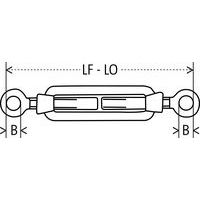 LF - LO = Lunghezza min. - Lunghezza max.B = Ø occhiello