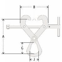 A = altezza min./max. B = larghezza min./max. G = altezza utile anello J = larghezza utile anello