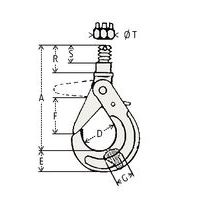 A = Altezza totaleD = Ø gancioE = Altezza gancioG = Spessore                        S = Lunghezza filettatura     T = Ø