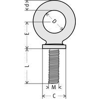 C = Piede larghezzaD = Larghezza internad = Sezione ØE = Altezza internaL = Lunghezza filettataM = Dimensione filettatura