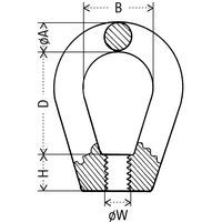 A = Sezione ØB = Larghezza internaD = Altezza internaH = Piede altezzaW = Dimensione filettatura