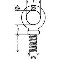 A = sezione ØB = Larghezza internaH = Piede altezzaL = lunghezza filettataW = Dimensione filettatura