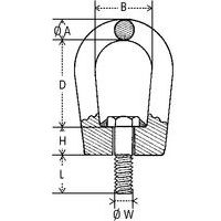 A = Sezione ØB = Larghezza internaD = Altezza internaH = Piede altezzaL = Lunghezza filettataW = Dimensione filettatura