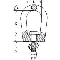 A = Sezione ØB = Larghezza internaD = Altezza internaH = Piede altezzaL = Lunghezza filettataV = Dimensione filettatura