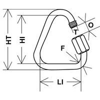 F = Sezione ØHI = Altezza internaHT = Altezza totaleLI = larghezza internaØT = Filettatura ØO = Apertura