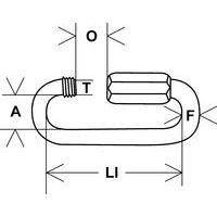 A = Larghezza internaF = Sezione ØLI = Lunghezza internaO = AperturaØT = Filettatura Ø