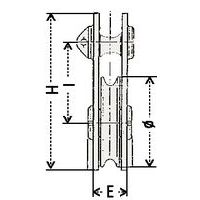 H = altezza E = spessore Ø = Ø puleggia