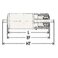 - L: lunghezza rullo- EF: lunghezza rullo + 6 mm- HT: lunghezza totale = lunghezza rullo + 30 mm