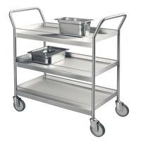 Carrello inox con ringhierine - 3 ripiani - Portata 300 kg