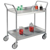 Carrello inox con ringhierine - 2 ripiani - Portata 300 kg