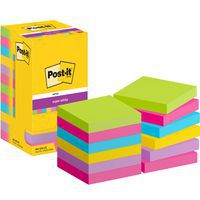 Post-it® Super Sticky 76mm x 76mm 12 blocchetti assortiti