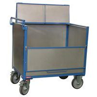 Carrello contenitore in acciaio galvanizzato con coperchio - 1 pannello ribaltabile - Portata 500 kg - Fimm