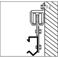 fissaggio sotto guida singolaPer le porte scorrevoli, è opportuno prevedere una guida con lunghezza pari a 2 volte la larghezza della porta.