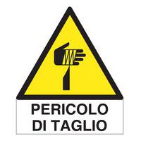 Cartello di pericolo - Pericolo di taglio (con scritta)