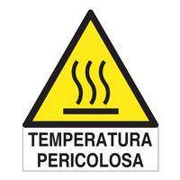 Cartello di pericolo - Temperatura pericolosa (con scritta)