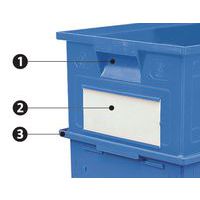 1 - Impugnatura2 - Ampio porta-etichette3 - Bordo per impilaggio