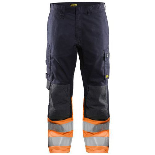 Pantaloni multinorma in tessuto inerente blu marina/arancione fluo - Blåkläder