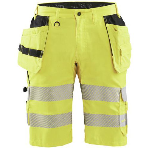 Pantaloncini da artigiano ad alta visibilità in tessuto stretch giallo fluo - Blåkläder