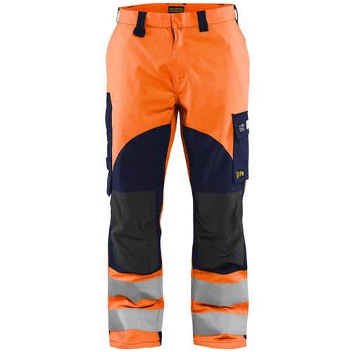 Pantaloni multinorma tess iner arancione fluo/blu marina - Blåkläder