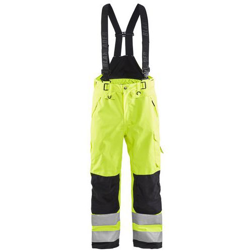 Pantaloni con bretelle hardshell giallo fluo/nero - Blåkläder