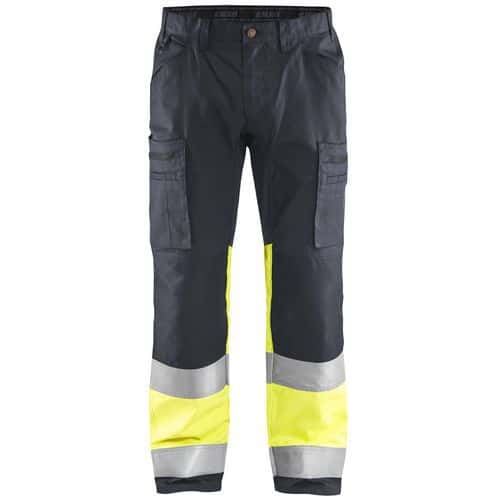 Pantaloni ad alta visibilità stretch grigio medio/giallo fluo - Blåkläder