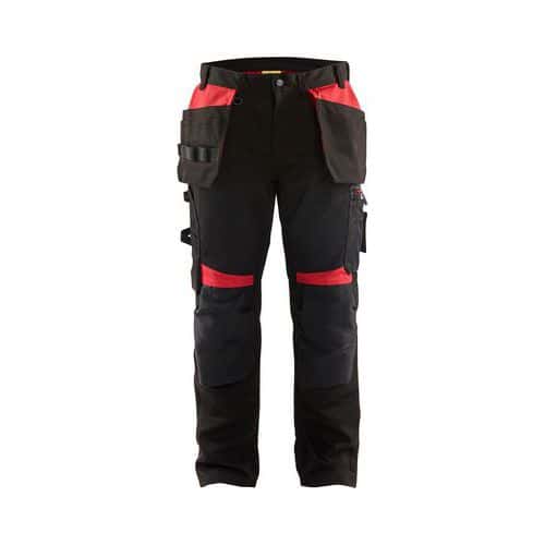 Pantaloni artigianali con tasche fluttuanti, nero/rosso - Blåkläder