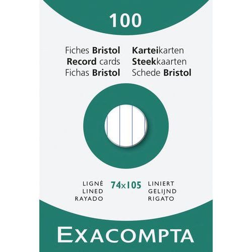 Astuccio da 100 schede bristol a righe - Exacompta