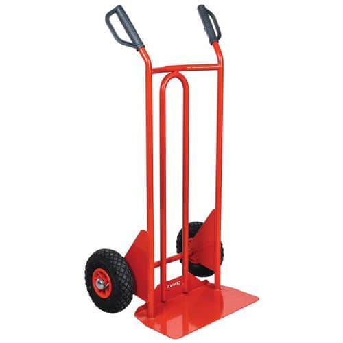 Carrello in acciaio - Ruote pneumatiche - Pala fissa - Portata 250 kg