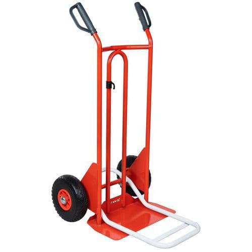 Carrello in acciaio 150 kg - Ruote antiforatura - Pala fissa + ripiegabile