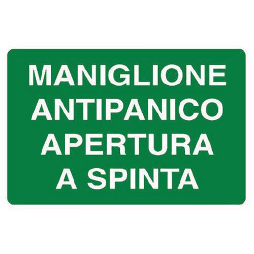 Cartello di emergenza - Maniglione antipanico apertura a spinta