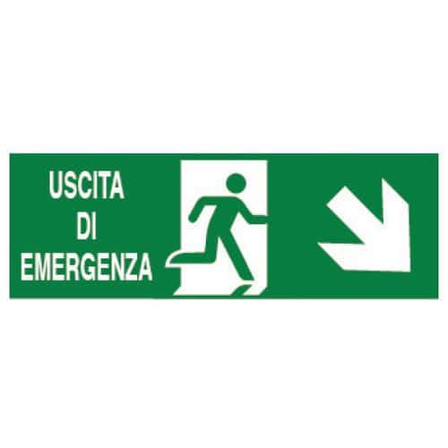 Cartello di emergenza - Uscita di emergenza in basso a destra (con scritta)