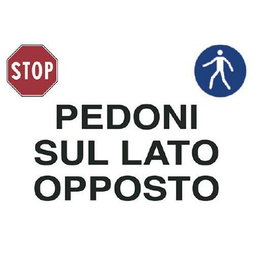 Cartello di obbligo - Pedoni sul lato opposto