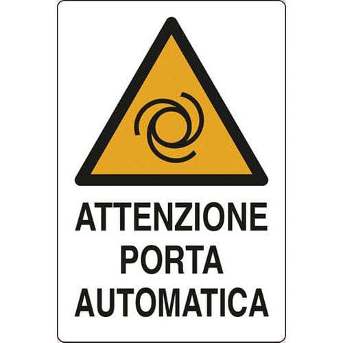 Cartello di pericolo - Attenzione porta automatica