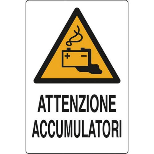 Cartello di pericolo - Attenzione accumulatori