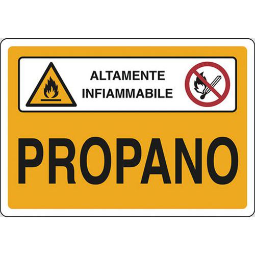 Cartello di pericolo - Propane Altamente infiammabile