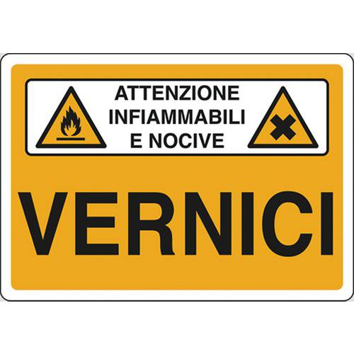 Cartello di pericolo - Vernici Attenzione infiammabili e nocive