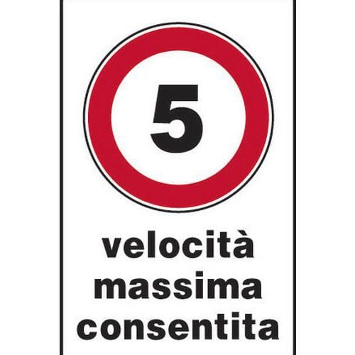 Cartello stradale - Velocità massima consentita 5 Km/h