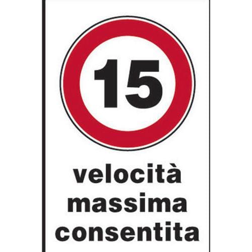 Cartello stradale - Velocità massima consentita 15 Km/h