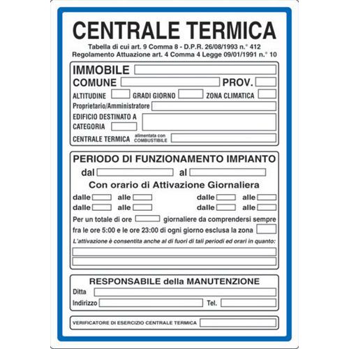 Cartello di indicazione - Centrale termica