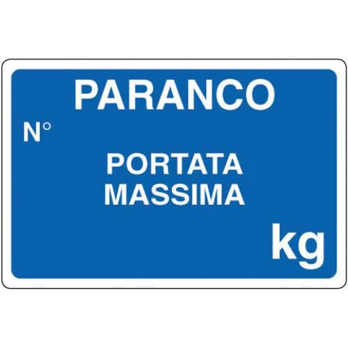 Cartello di indicazione - Paranco n° portata massima