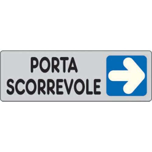 Targhetta per interni - Porta scorrevole freccia a destra