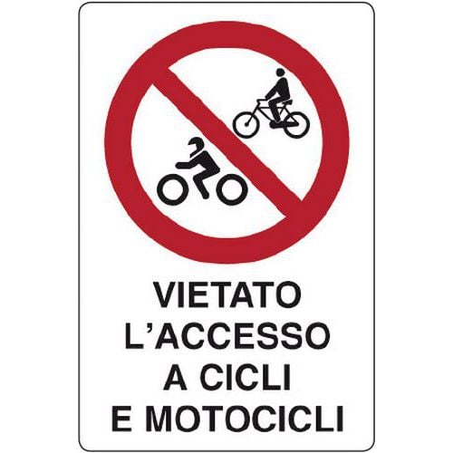 Cartello di divieto - Vietato l'accesso a cicli e motocicli