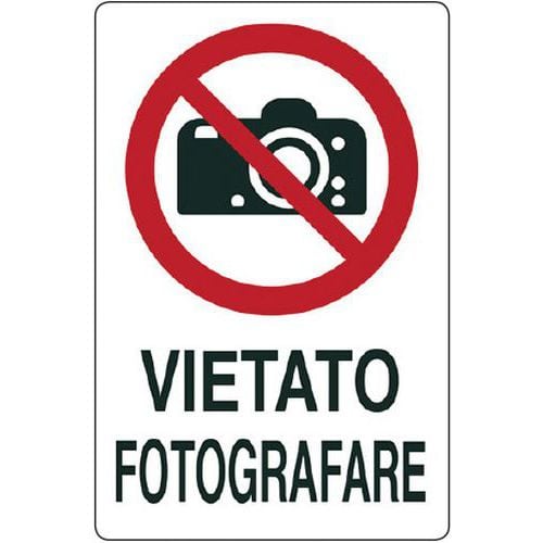 Cartello di divieto - vietato fotografare con scritta