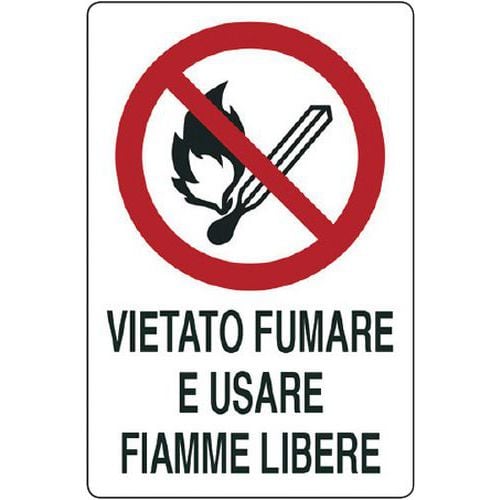 Cartello di divieto - Vietato fumare e usare fiamme libere