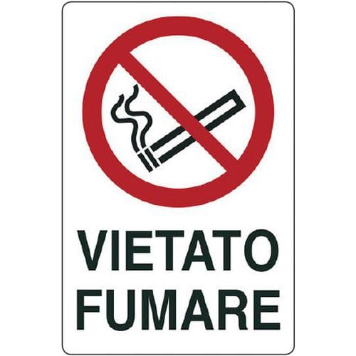 Cartello di divieto - Vietato fumare con testo